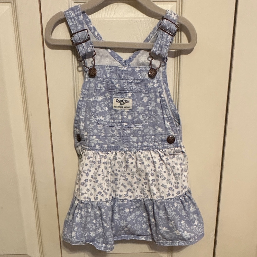 OshKosh B'gosh Light Blue Floral Overall Dress